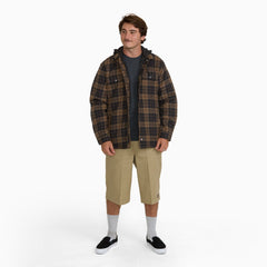 Insulated Hooded Plaid Shirt Jacket