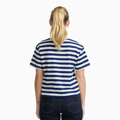 Junior's Short Sleeve Oversized Stripe Tee