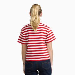 Junior's Short Sleeve Oversized Stripe Tee