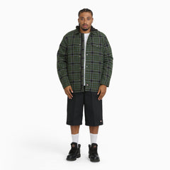 Insulated Plaid Hooded Shirt Jacket