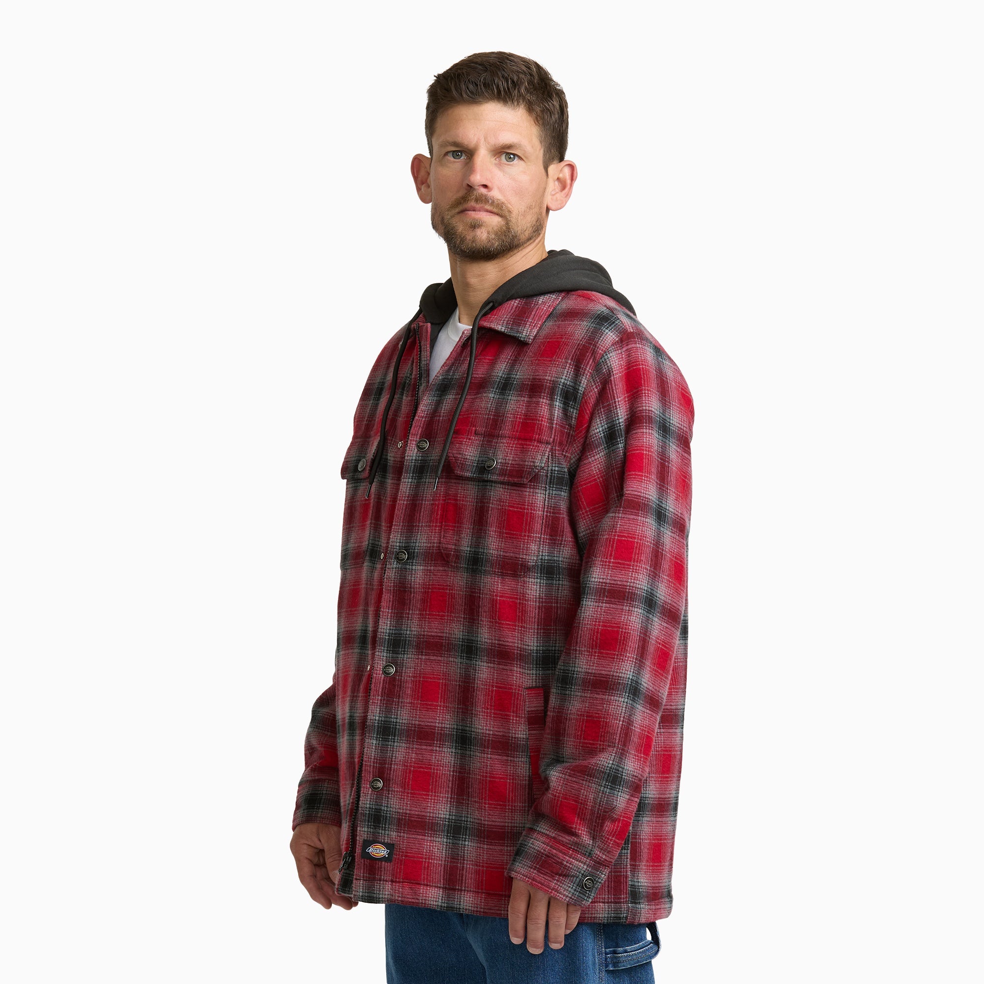 Insulated Hooded Plaid Shirt Jacket