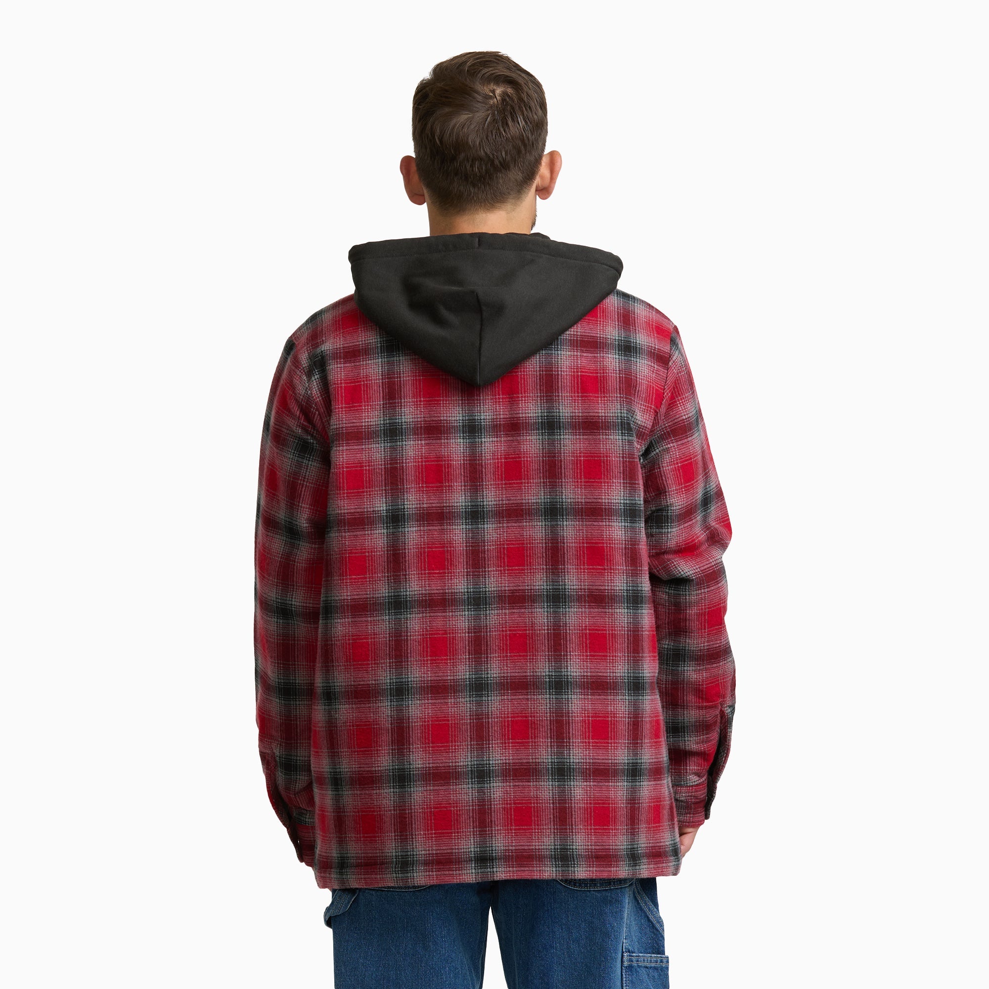 Insulated Hooded Plaid Shirt Jacket