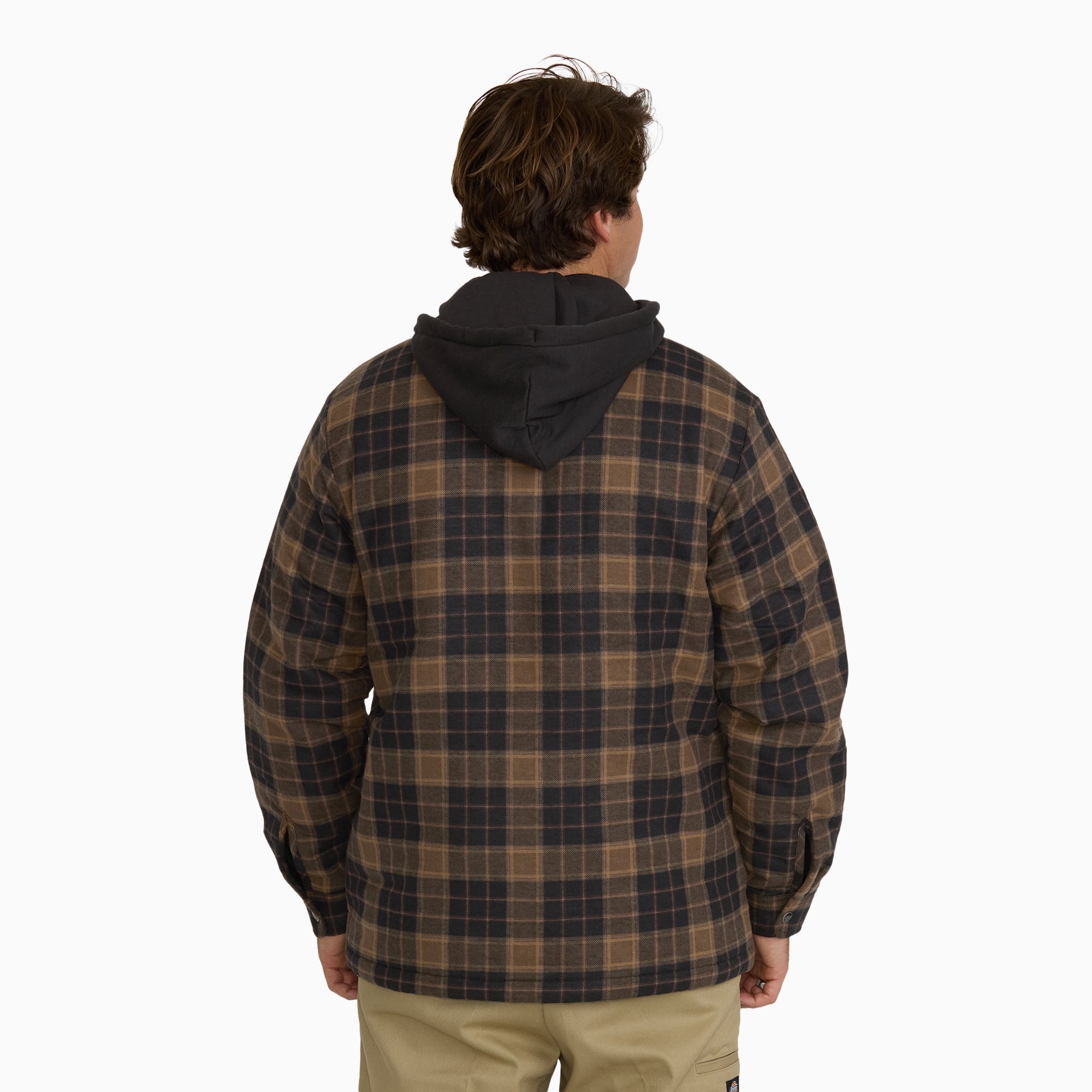 Insulated Hooded Plaid Shirt Jacket