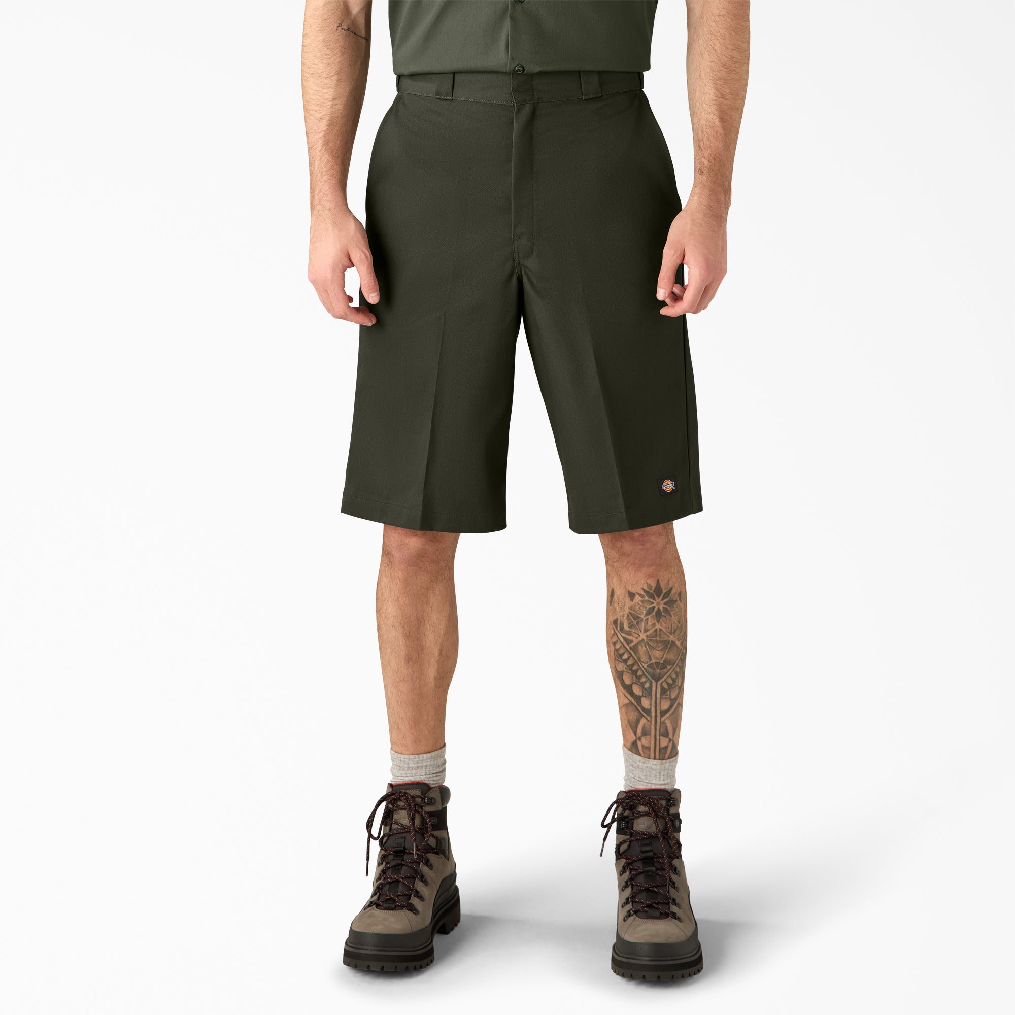 Loose Fit Flat Front Work Shorts, 13"