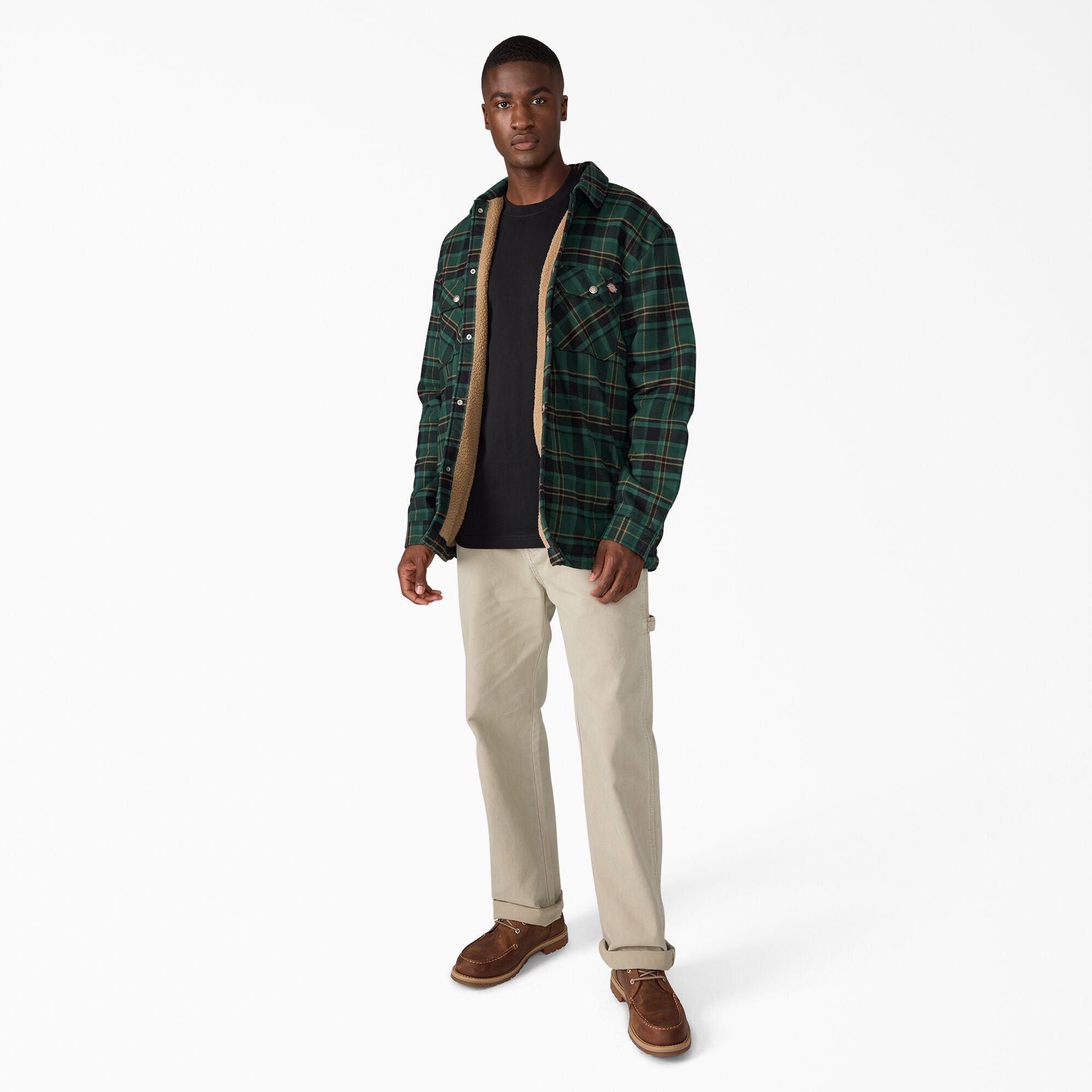 Water Repellent Fleece-Lined Flannel Shirt Jacket