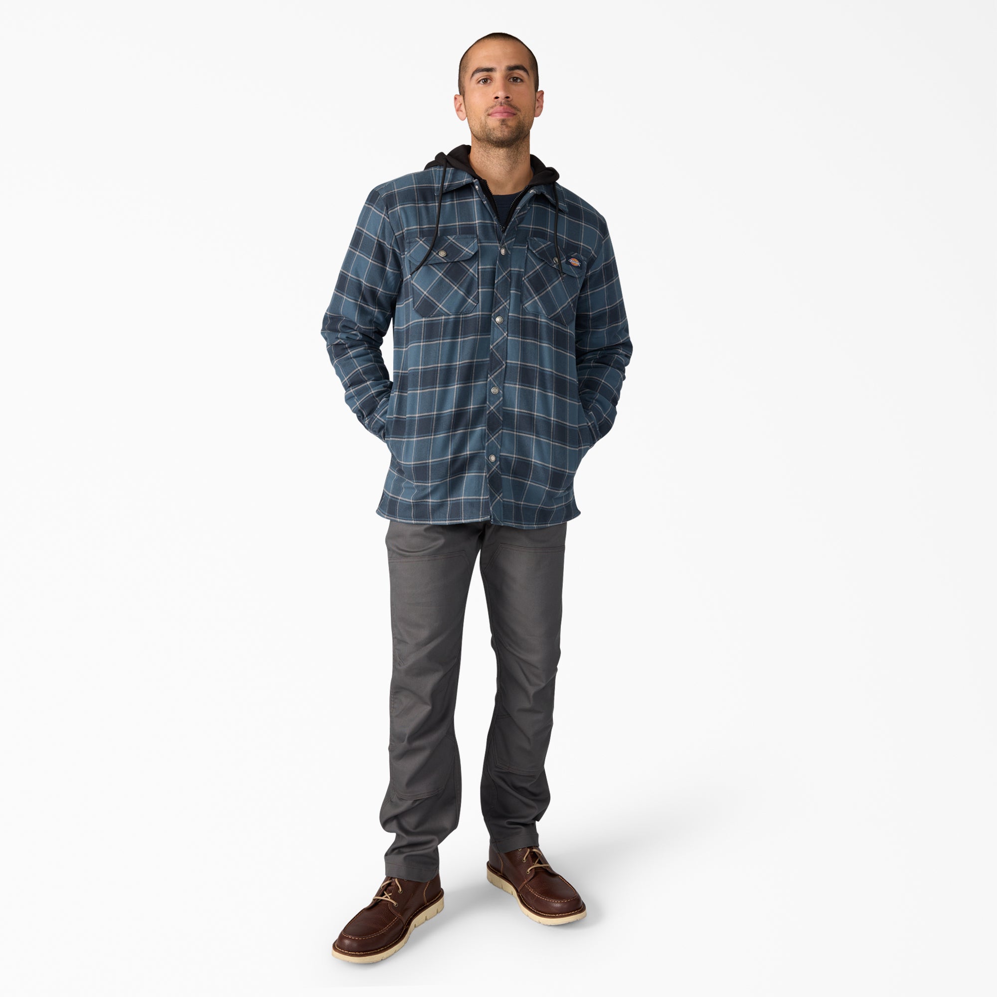 Water Repellent Flannel Hooded Shirt Jacket